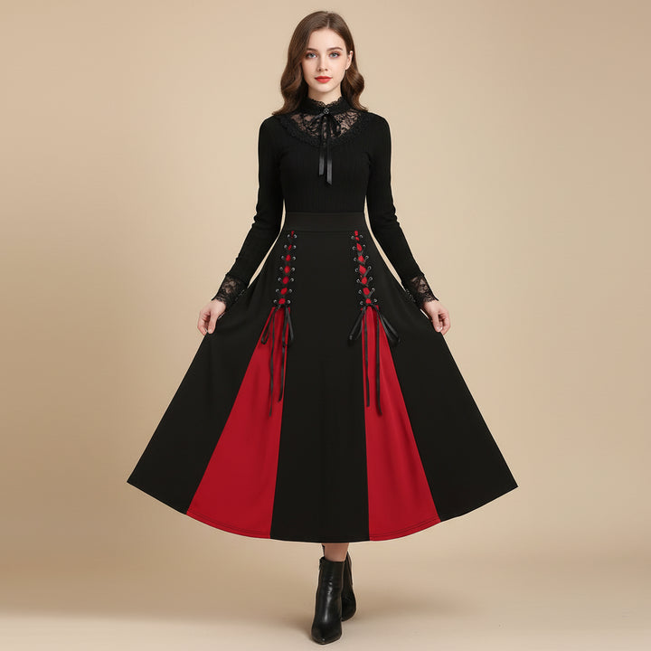 two-tone lace-up steampunk skirt