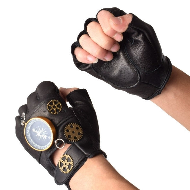 Fingerless Steampunk Gloves Compass