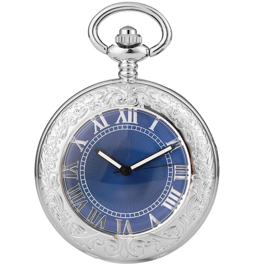 Steampunk Pocket Watch Frozen Blue