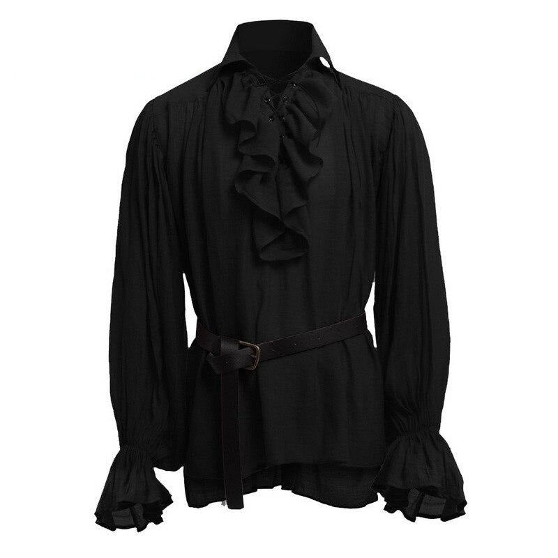 Steampunk Black Ruffle Shirt