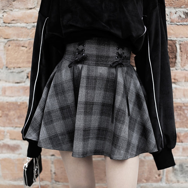 GREY STEAMPUNK SKIRT - SKIRTS