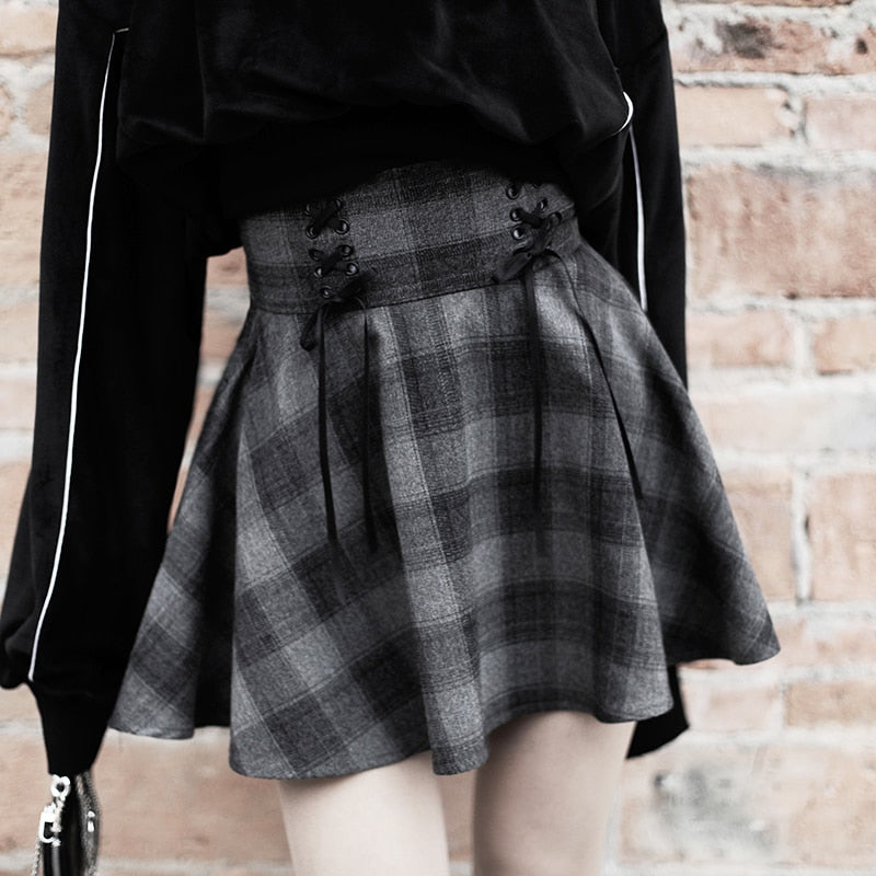 GREY STEAMPUNK SKIRT - SKIRTS