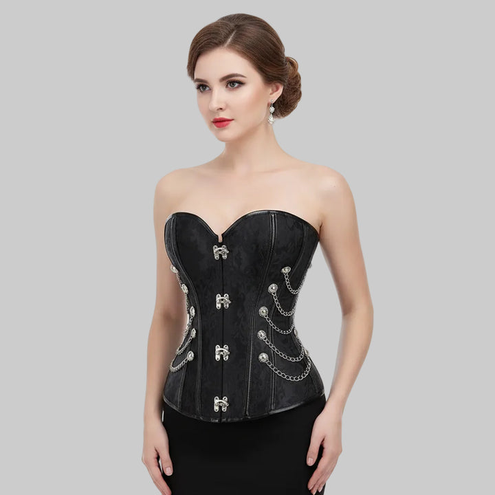 Steampunk corset with chains black