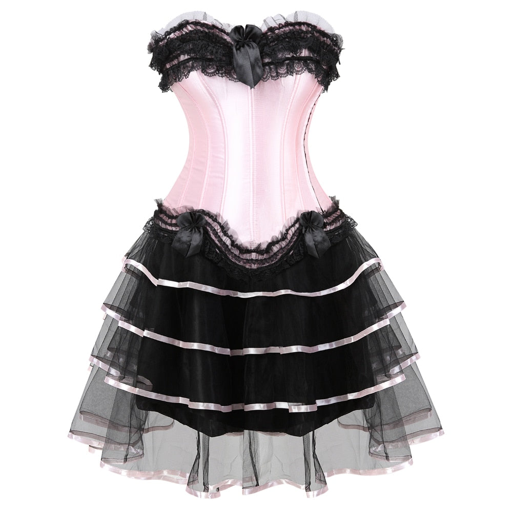 Pink Steampunk Corset Dress Pink 1 / S