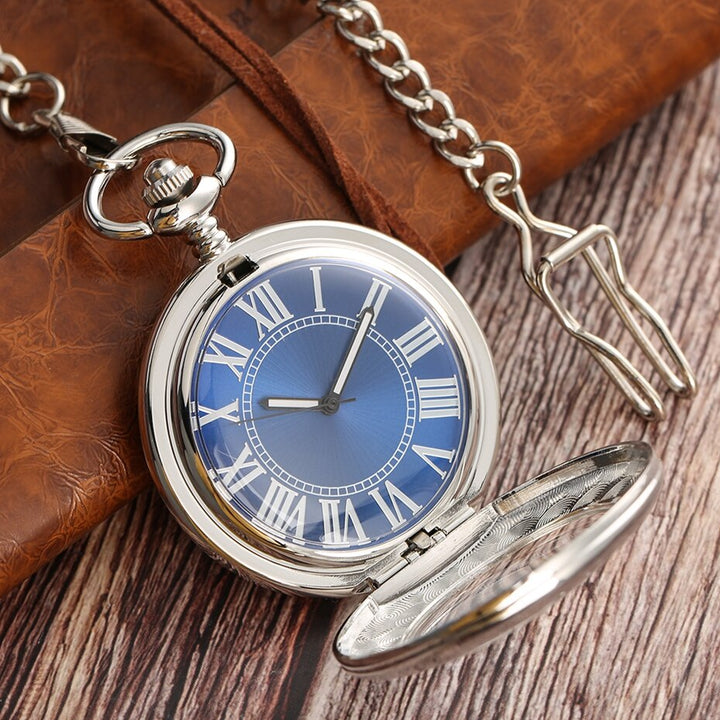 Steampunk Pocket Watch Frozen Blue