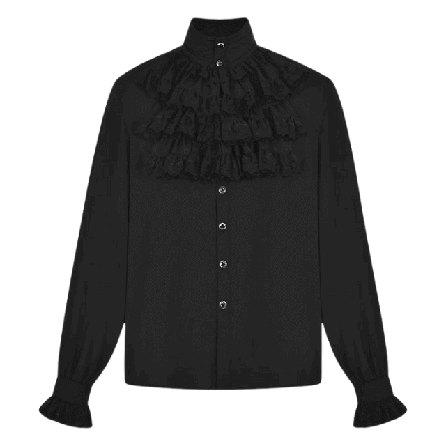 Steampunk Ruffled Shirt black