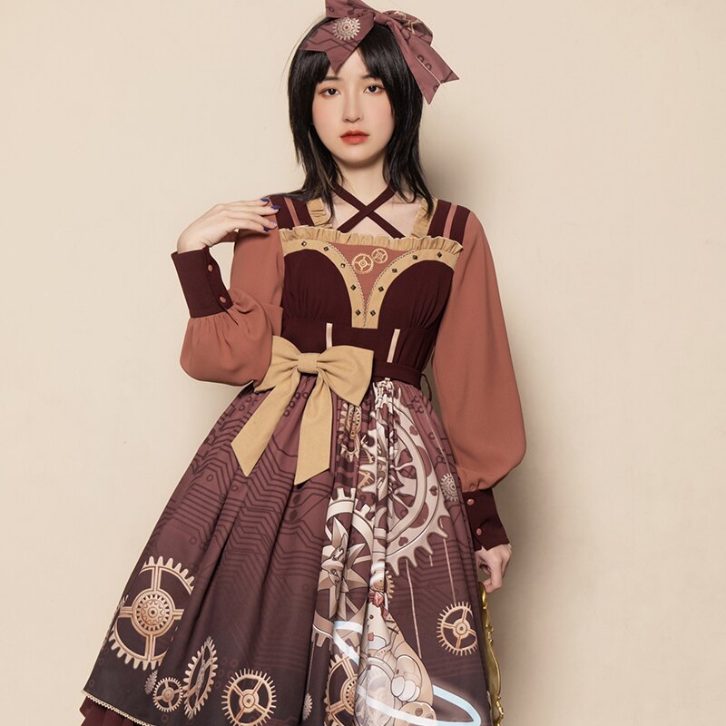 in a style reminiscent of steampunk anime