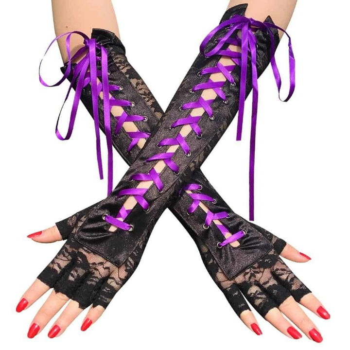 Steampunk Purple Lace Gloves