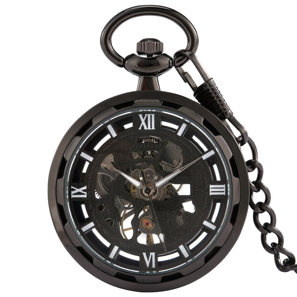 BLACK AND WHITE STEAMPUNK POCKET WATCH