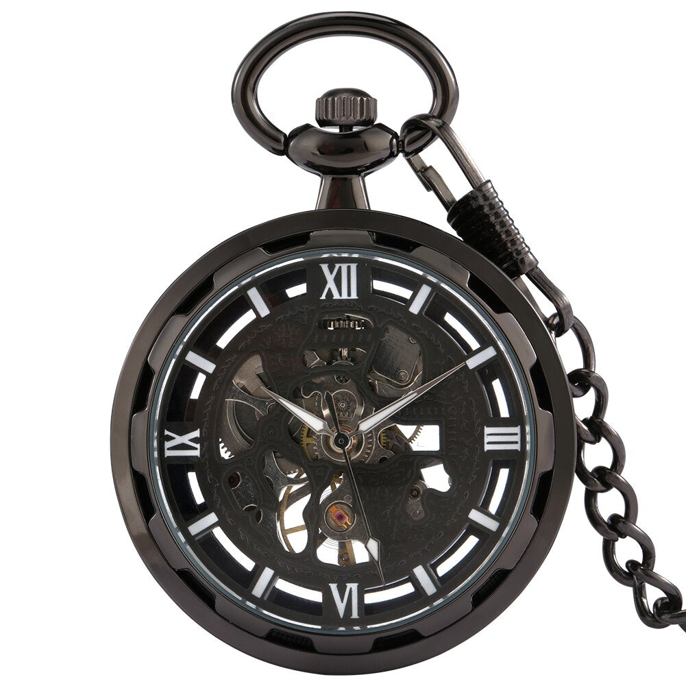 BLACK AND WHITE STEAMPUNK POCKET WATCH