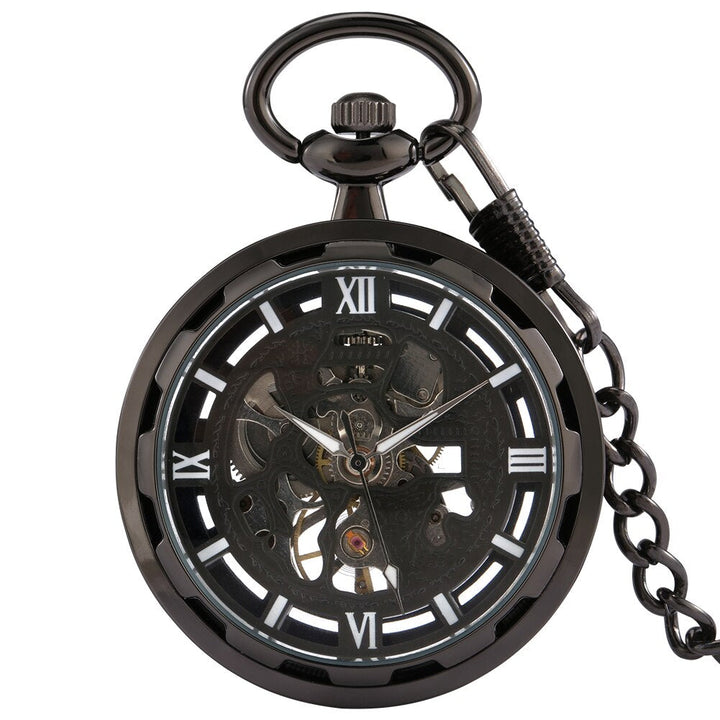 BLACK AND WHITE STEAMPUNK POCKET WATCH