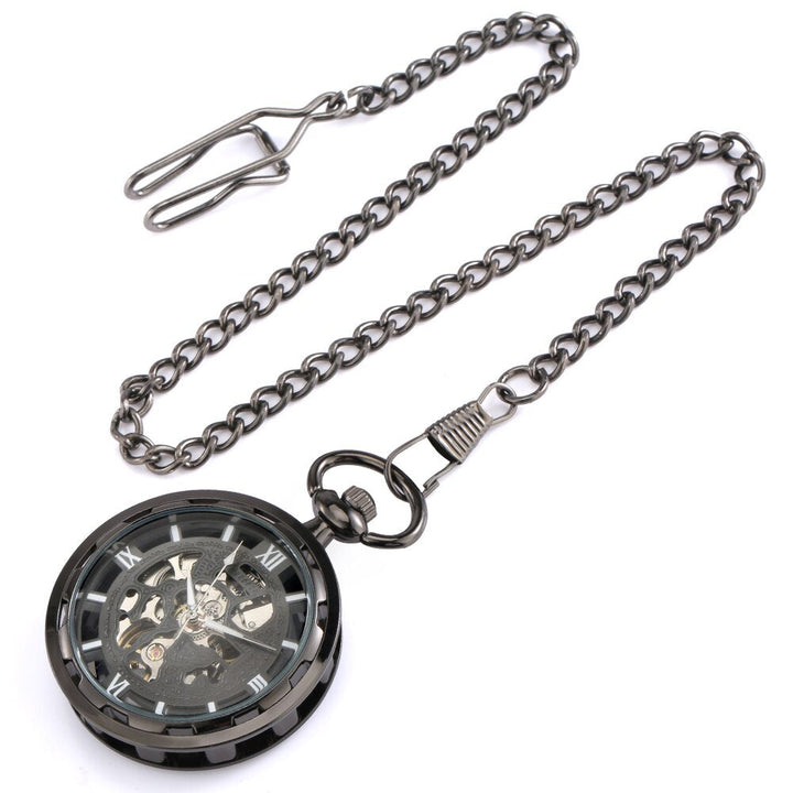 BLACK AND WHITE STEAMPUNK POCKET WATCH