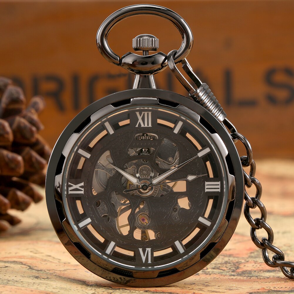 BLACK AND WHITE STEAMPUNK POCKET WATCH
