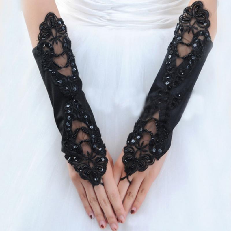 Black Long Gloves Steampunk - Steampunk Gloves