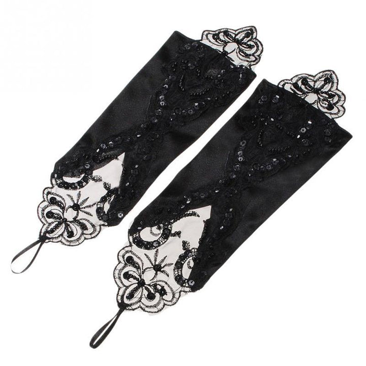 Black Long Gloves Steampunk - Steampunk Gloves