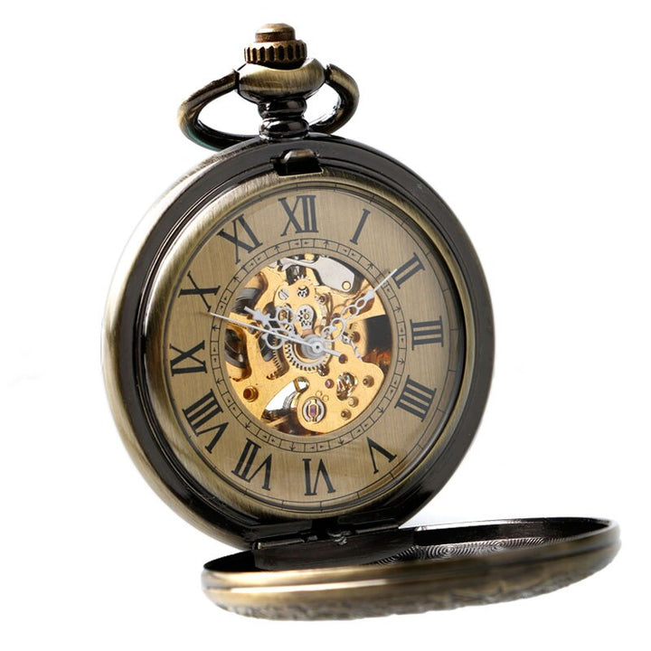 BRONZE STEAMPUNK SKELETON POCKET WATCH