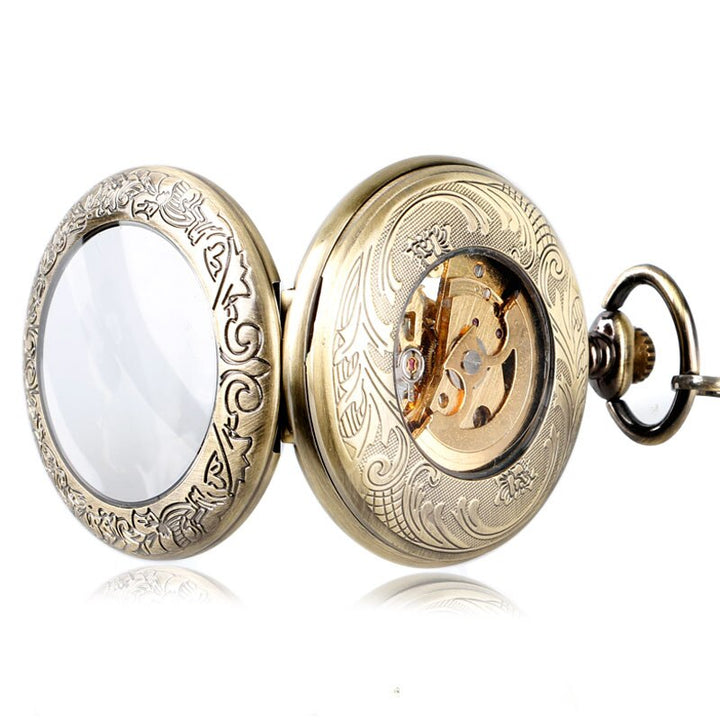 BRONZE STEAMPUNK SKELETON POCKET WATCH