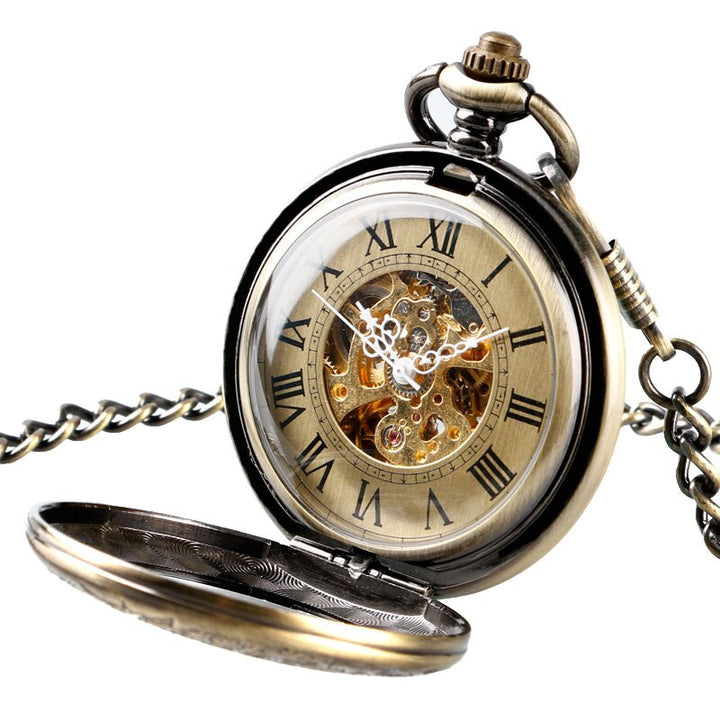 BRONZE STEAMPUNK SKELETON POCKET WATCH