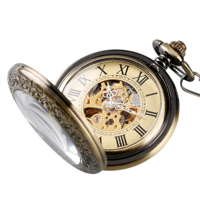 BRONZE STEAMPUNK SKELETON POCKET WATCH