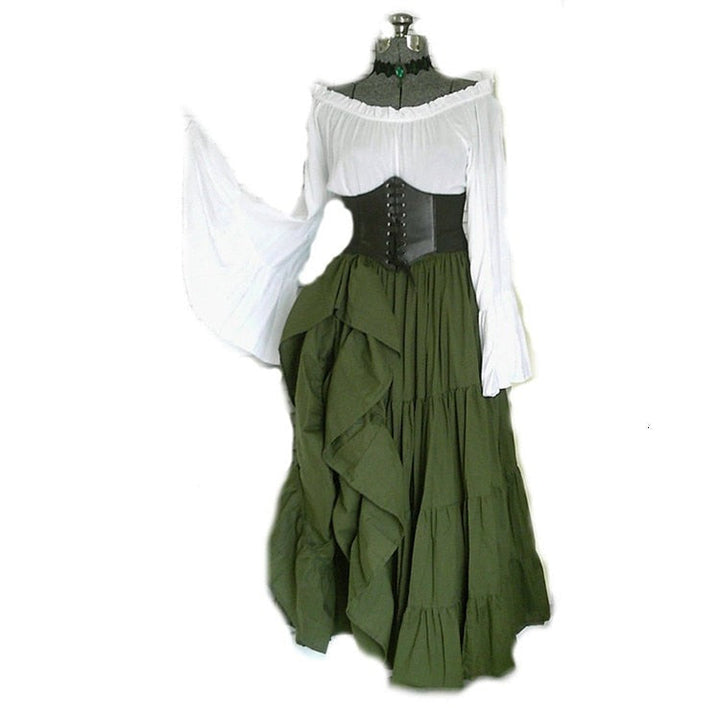 ELEGANT STEAMPUNK DRESS - GREEN / S
