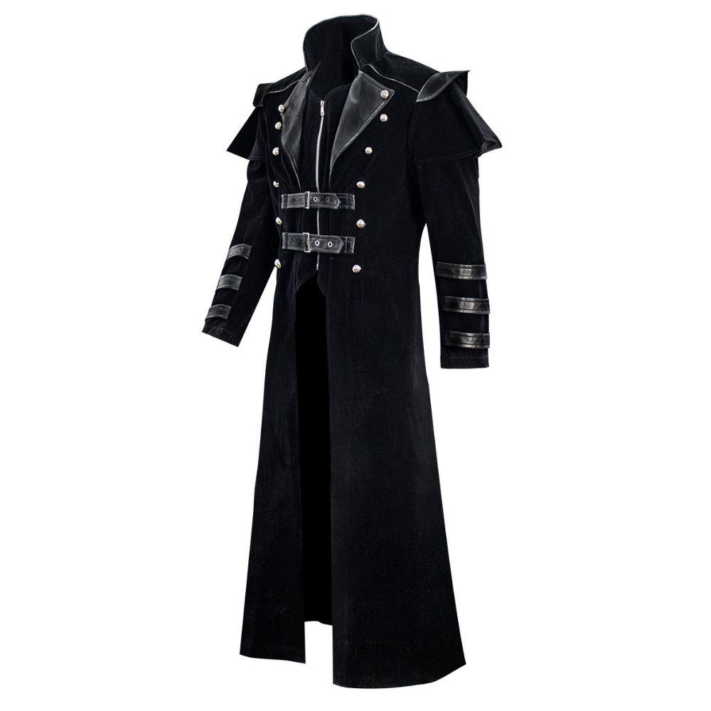 Gothic Black Trench Coat - Steampunk Coat