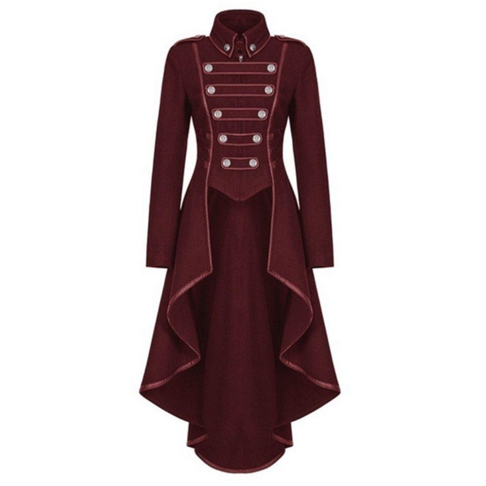 Gothic Military Trench Coat - Red / S - Steampunk Coat