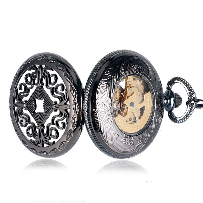 HOLLOW FLOWER STEAMPUNK POCKET WATCH