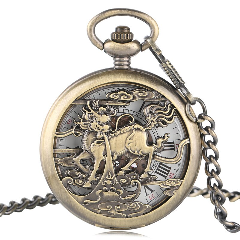 KYLIN CARVING STEAMPUNK POCKET WATCH