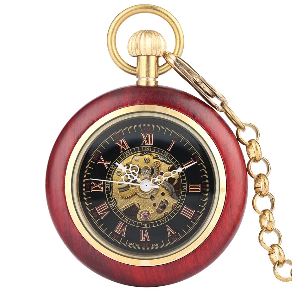 RED MECHANICAL POCKET WATCH STEAMPUNK