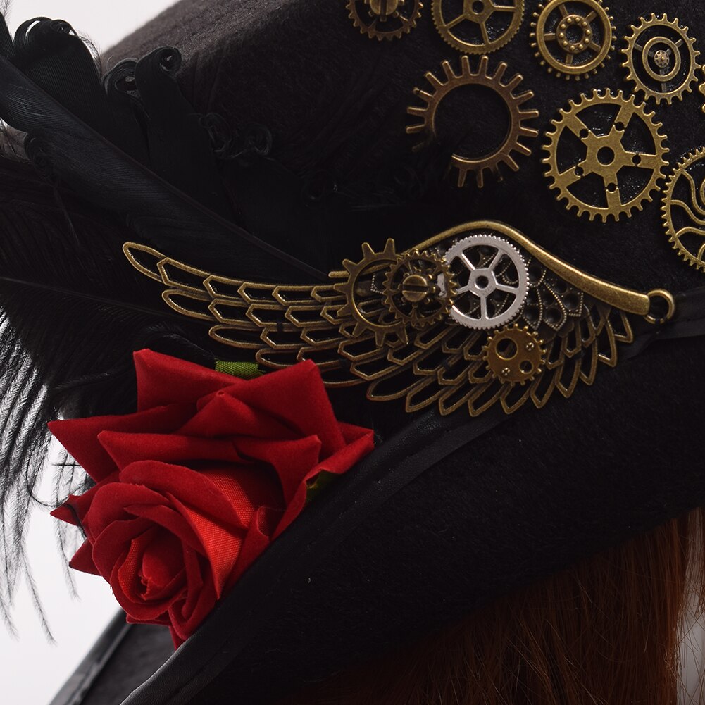 RED ROSE STEAMPUNK HAT