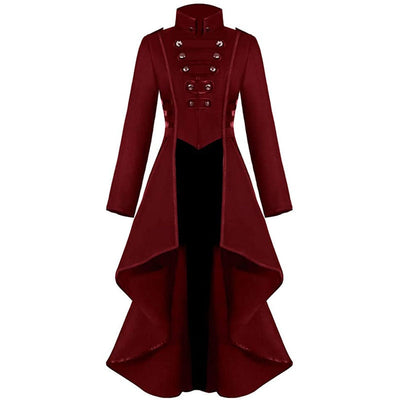RED STEAMPUNK COAT - RED / S