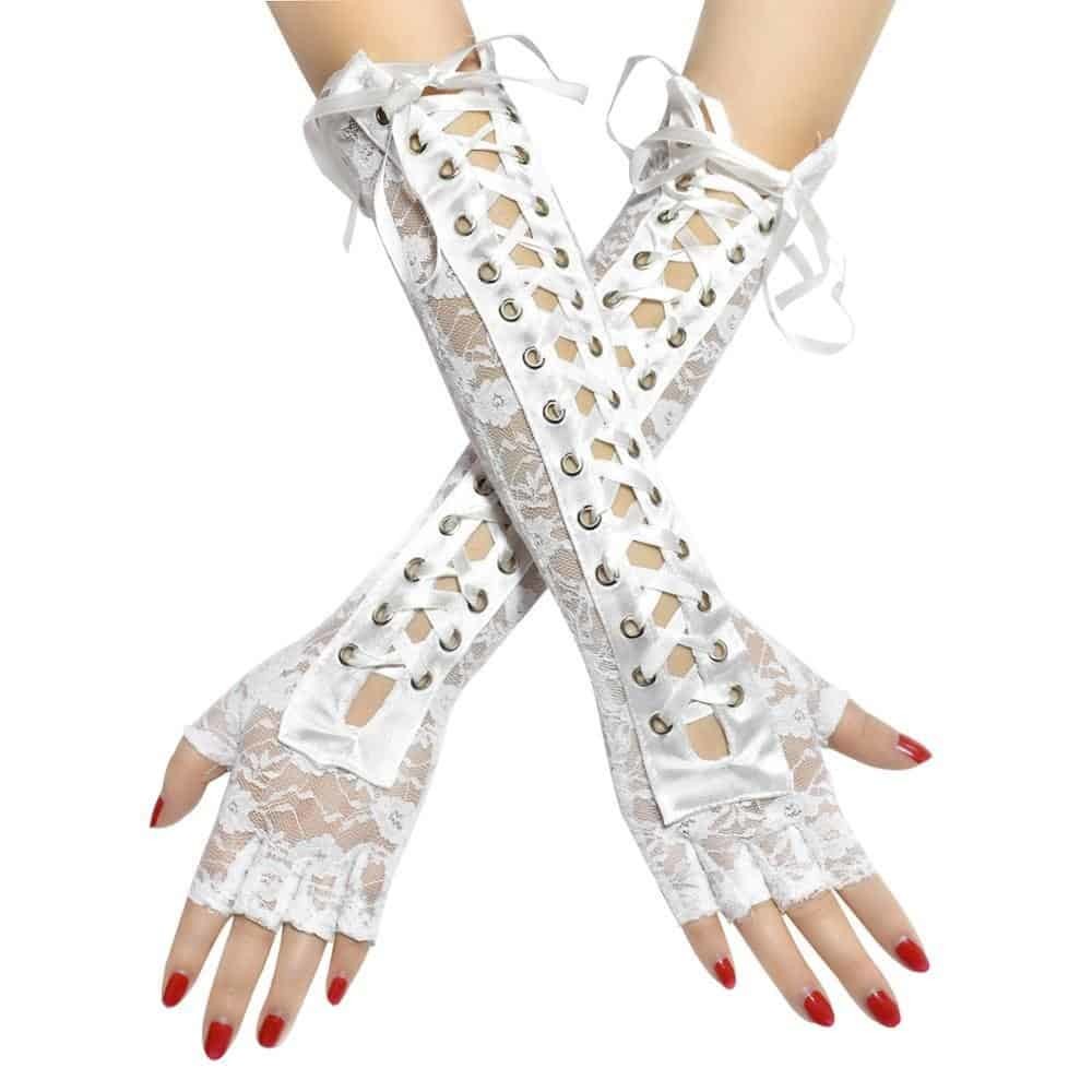Steampunk White Lace Gloves