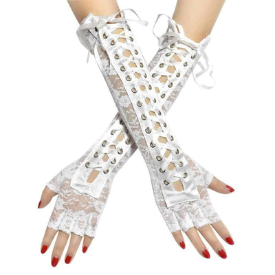 Steampunk White Lace Gloves