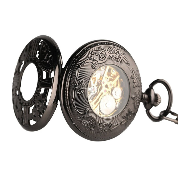STEAMPUNK BLACK GEAR POCKET WATCH