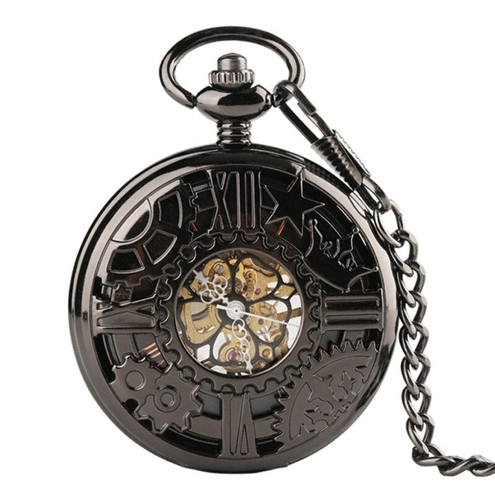 STEAMPUNK BLACK GEAR POCKET WATCH