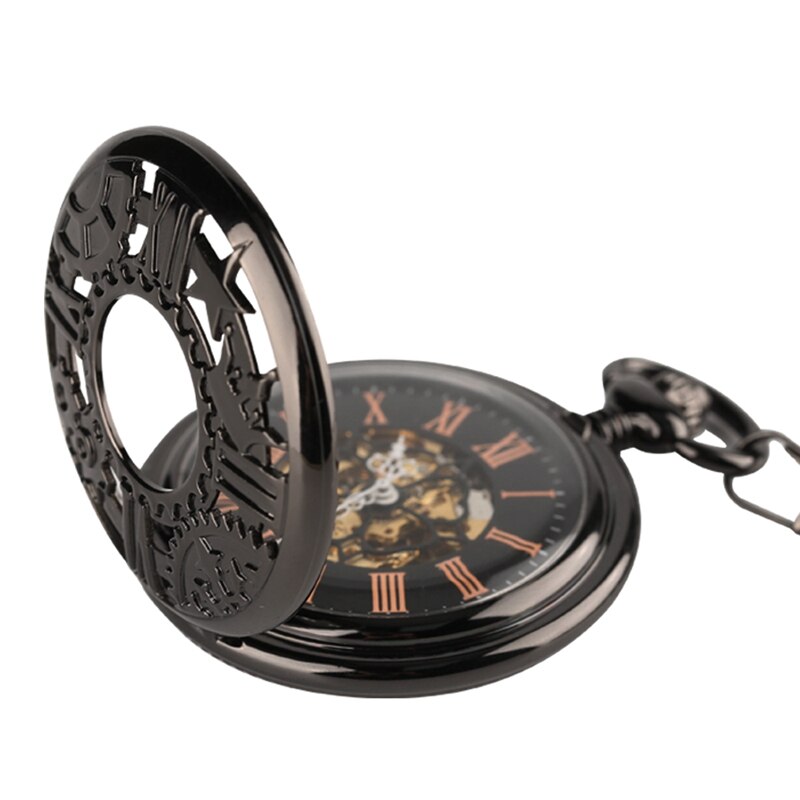 STEAMPUNK BLACK GEAR POCKET WATCH