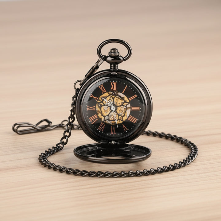 STEAMPUNK BLACK GEAR POCKET WATCH