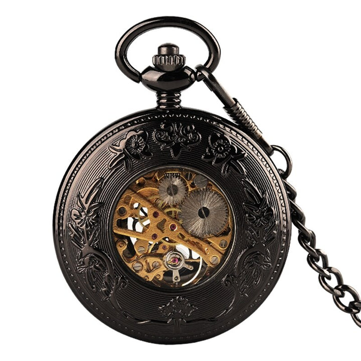 STEAMPUNK BLACK GEAR POCKET WATCH