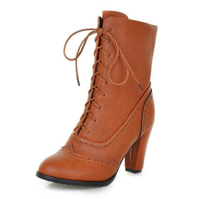 brown Steampunk Boots Victorian Heels
