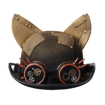 STEAMPUNK BOWLER HAT WITH GOGGLES
