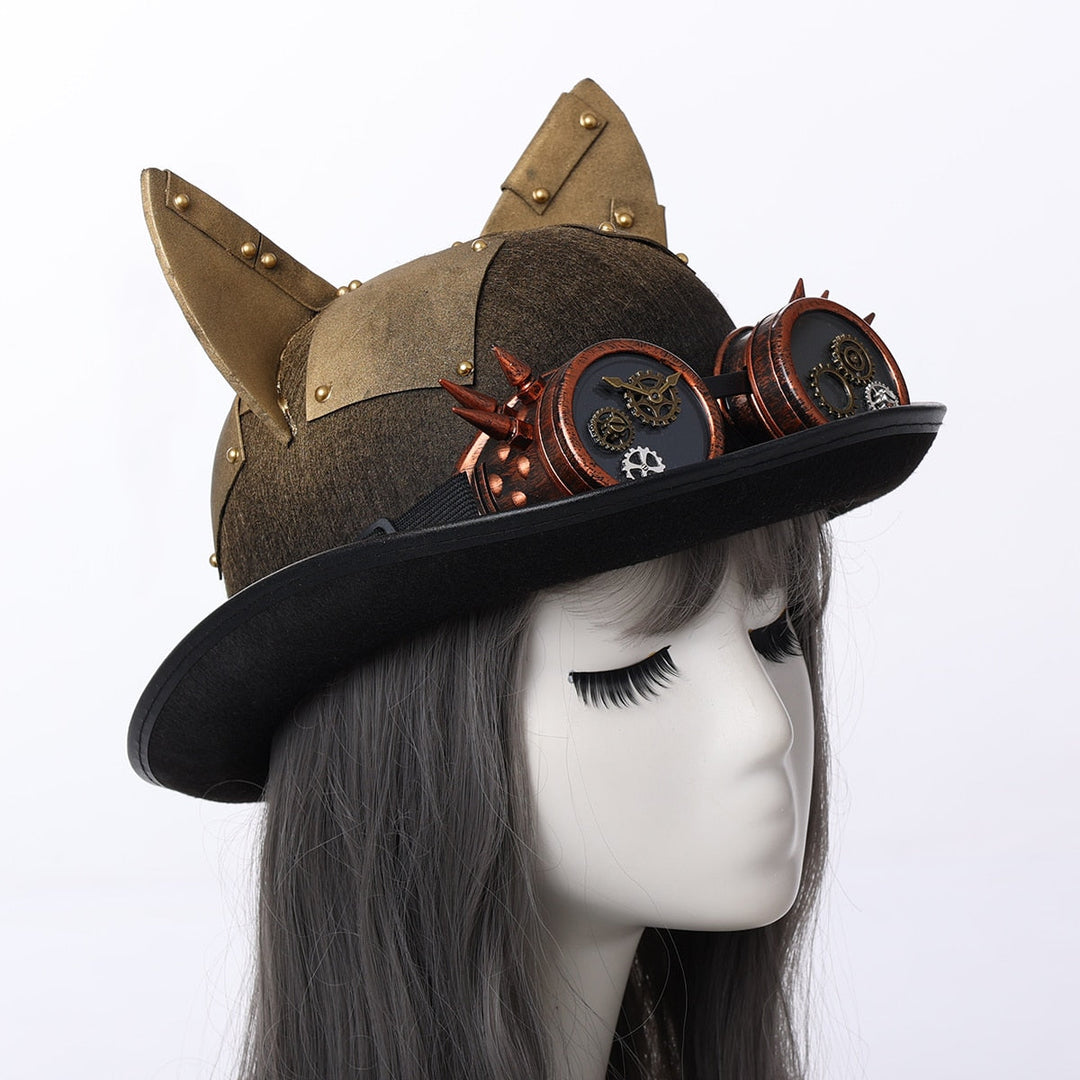 STEAMPUNK BOWLER HAT WITH GOGGLES