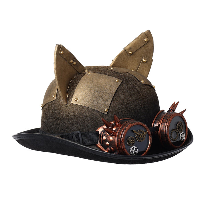 STEAMPUNK BOWLER HAT WITH GOGGLES
