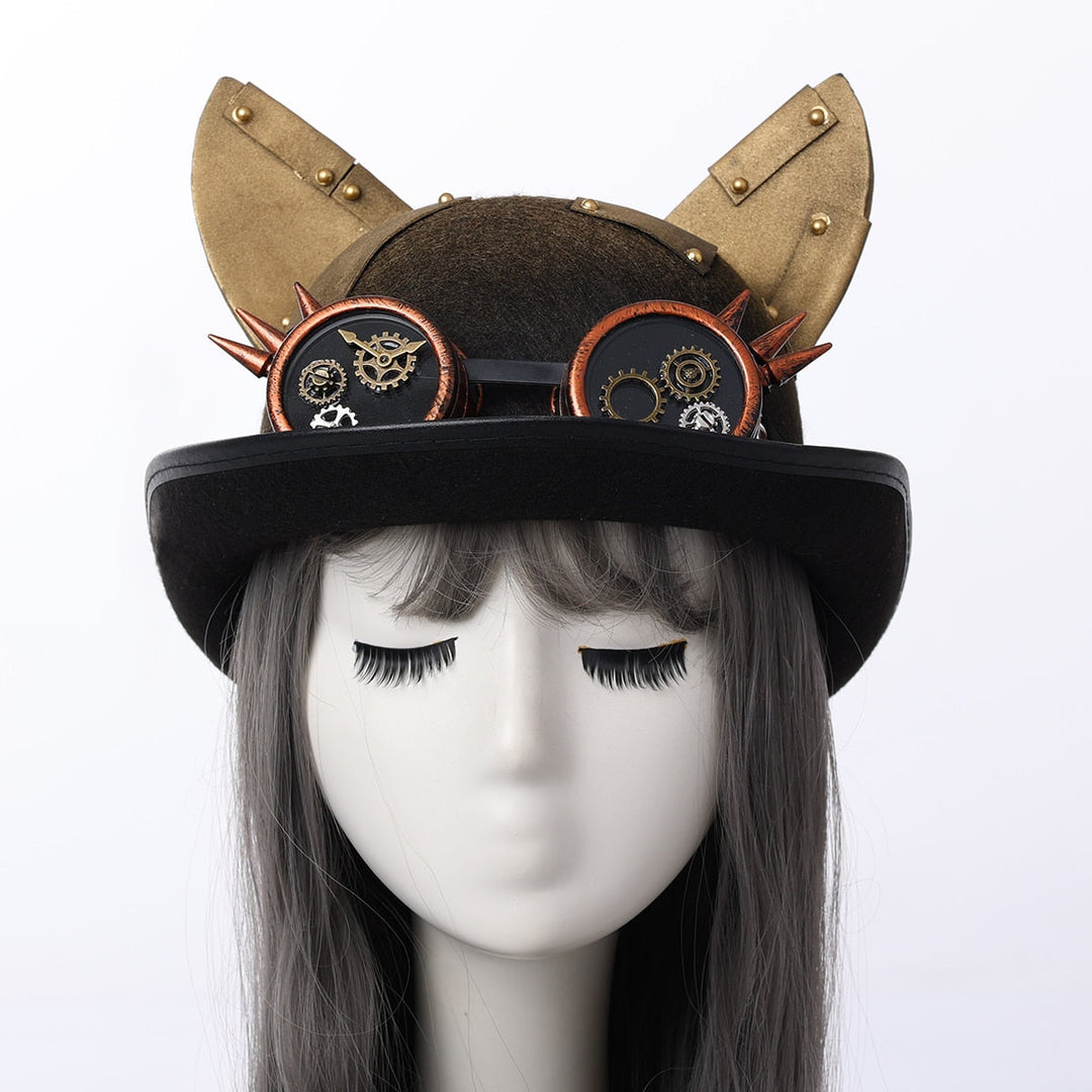 STEAMPUNK BOWLER HAT WITH GOGGLES