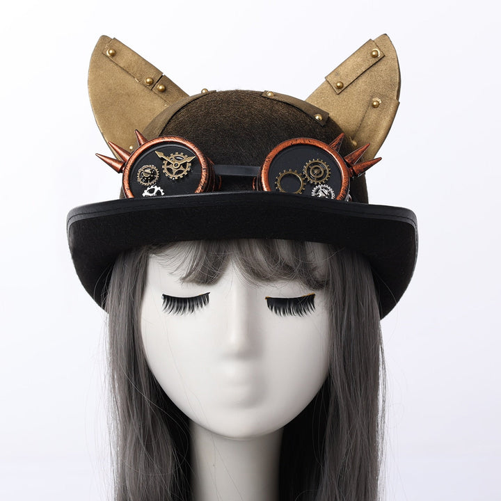 STEAMPUNK BOWLER HAT WITH GOGGLES