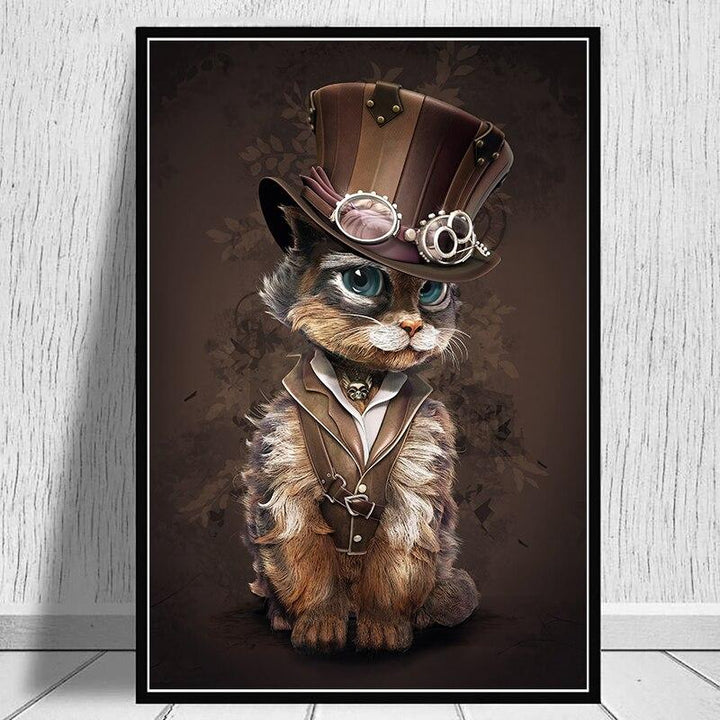 Steampunk Cat Wall Art - Steampunk Wall Art