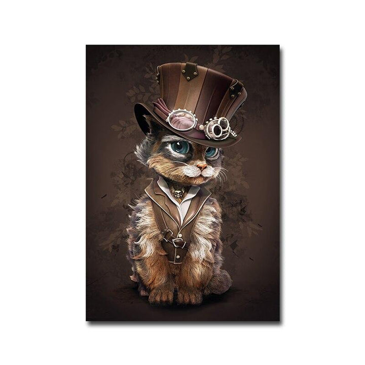 Steampunk Cat Wall Art - 90x130cm - Steampunk Wall Art