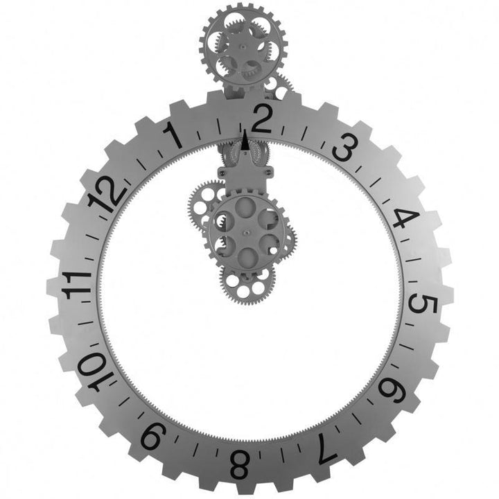 Steampunk Clock Moving Gears - Silver - Clocks