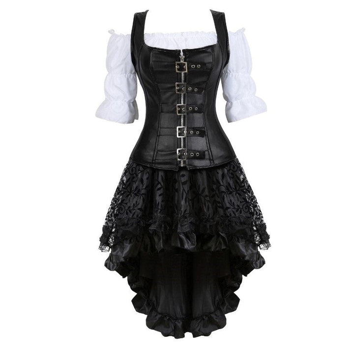 STEAMPUNK CORSET DRESS BLACK GOTHIC - S