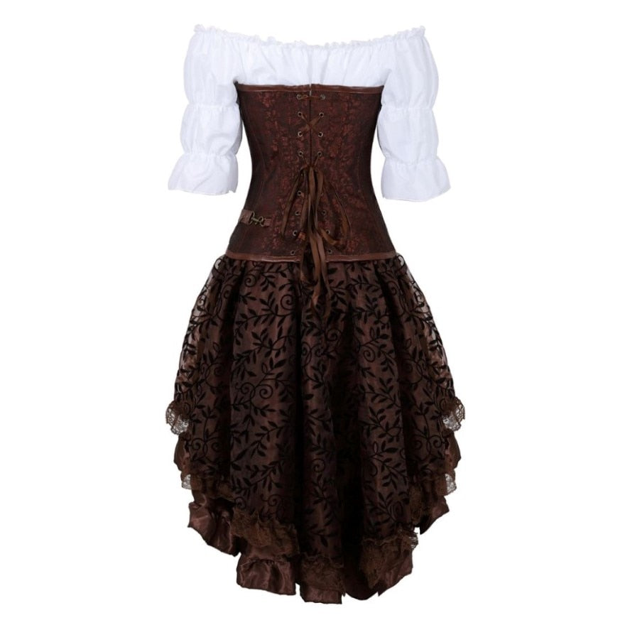 STEAMPUNK CORSET DRESS BROWN ROYALTY