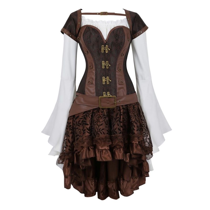 RYRJJ Steampunk Corset Dresses Renaissance Corset Dress for Women